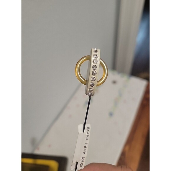 Vintage Celluloid Stick/Hat Pin-Art Deco Style-Clear Rhinestones Atlas Shrugged - Picture 7 of 10